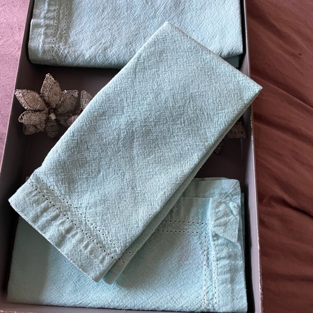 Teal Blue Napkins & rings